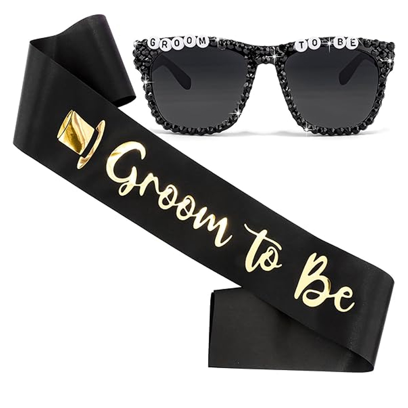 Men Grooming Outfit - Groom To Be Black Satin Sash