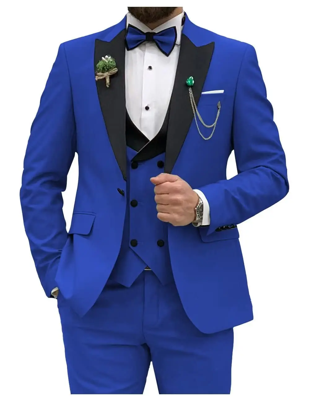 Royal blue Men Suits Slim Fit  - Men Grooming Outfit review and price