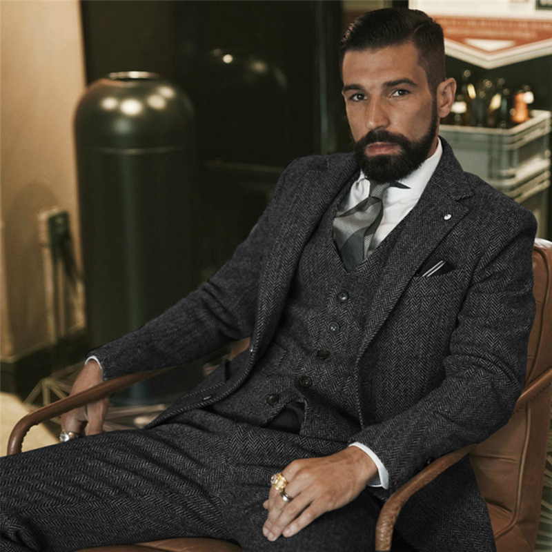 Gray Wool Tweed Winter Suit fo - Men Grooming Outfit review and price