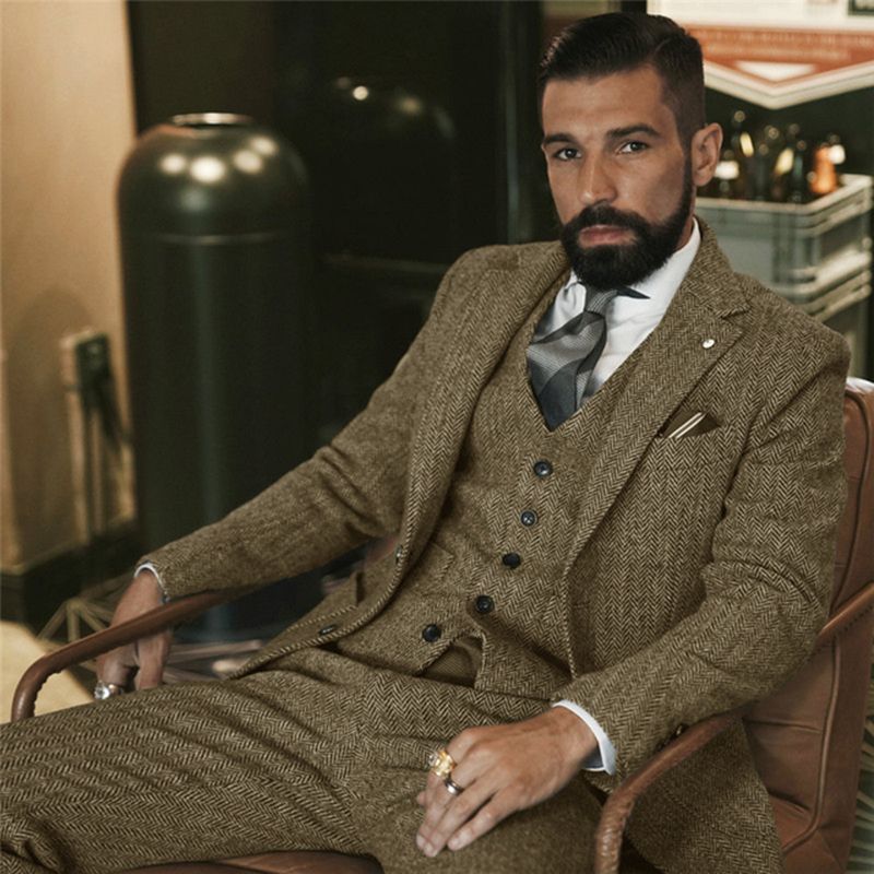 Gray Wool Tweed Winter Suit fo - Men Grooming Outfit review and price