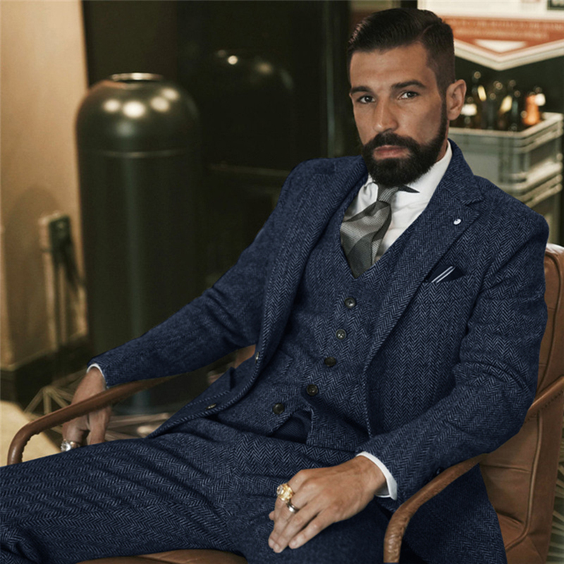 Gray Wool Tweed Winter Suit fo - Men Grooming Outfit review and price